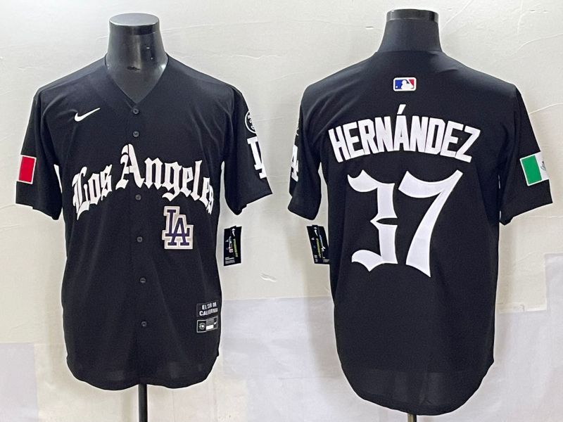 Men 2025 Los Angeles Dodgers #37 Hernandez Black Five generations Joint Name Nike MLB Jersey style 6239->los angeles dodgers->MLB Jersey